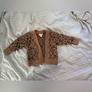 Baby toddler girl cheetah print cardigan sweater